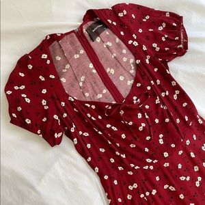 Reformation Red Floral Dress Sweetheart Neck Sz 6